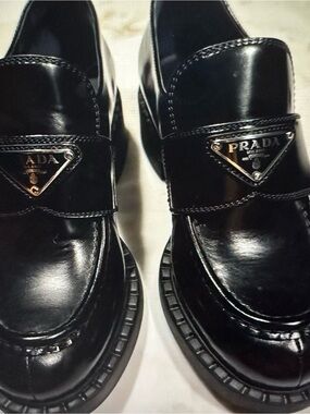 Prada Black Leather Women Loafers